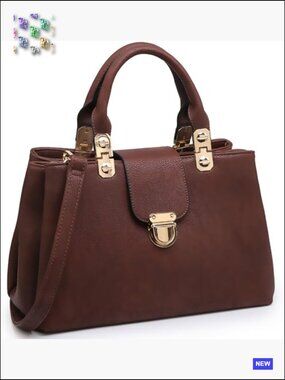 Vegan Leather Satchel Handbag Top Handle Purse Medium Tote Shoulder Bag